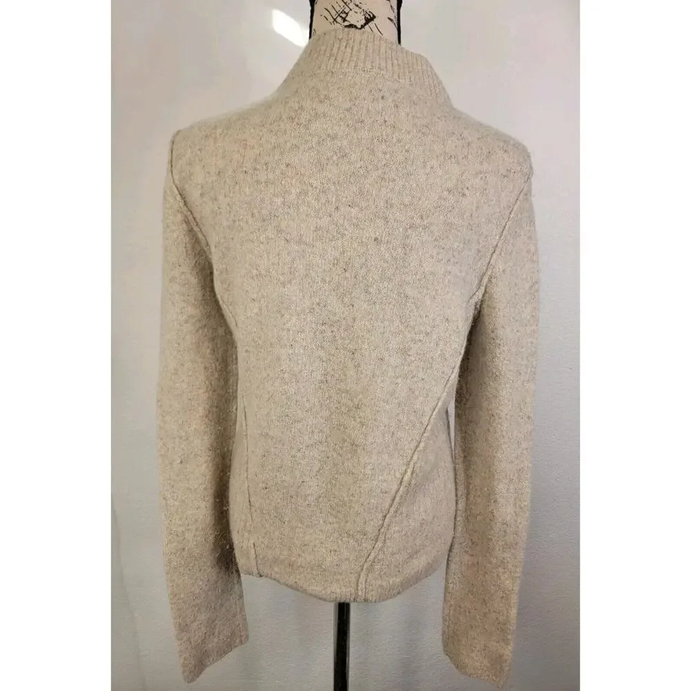 Free People Knit Sweater Long Sleeves Fitted High Neck Ivory Multicolor Specks_7